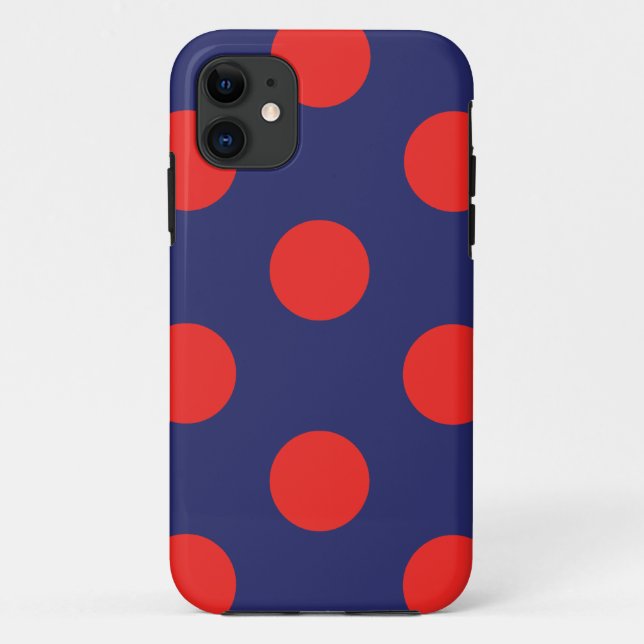 iPhone Case Polka Dot Navy Blue & Red (Rückseite)