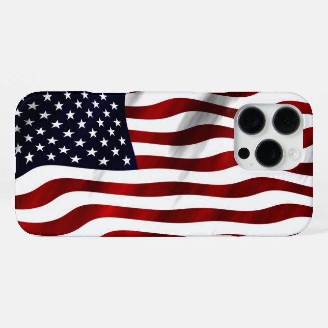 iPhone Case Rippling Design mit amerikanischer Fla 16 Pro Max Hülle (Rückseite (Horizontal))