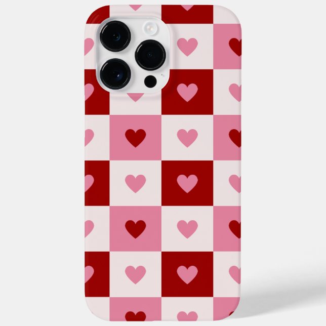 iPhone case with red and pink hearts. (Rückseite)
