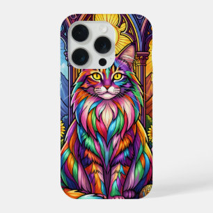 coque de téléphone chat arc-en-ciel coloré