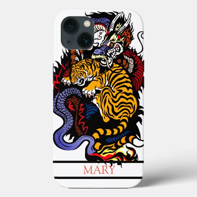 iPhone / coque ipad TIGER ET DRAGON NOM PERSONNALI (Verso)