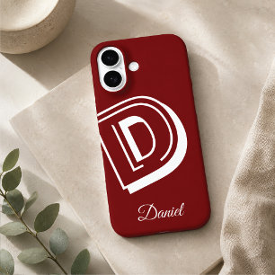 Iphone coque rouge et blanc - nom personnalisé