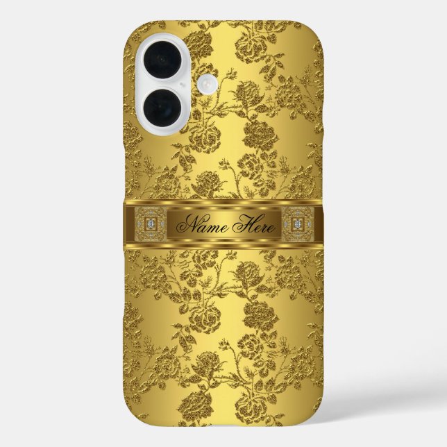 iPhone Elegant Classy Imitats Gold Damask Floral title_seo2 (Rückseite)