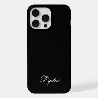 Élégant Coque noir et nom du monogramme blanc
