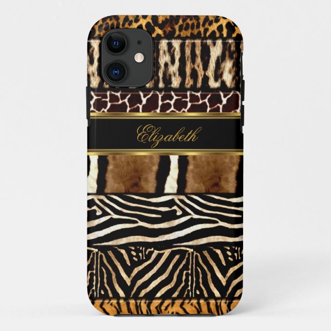 iPhone Elegant Gold Mixed Animal Print Case-Mate iPhone Hülle (Rückseite)
