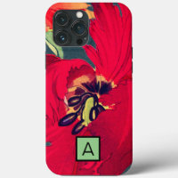 IPHONE FALL JAPANESE POPPY CUSTOM INITIAL