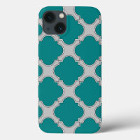 iPhone-Fall mit Quatrefolie aquamarin und grau Cas