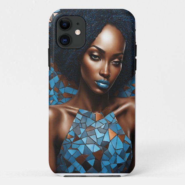 iPhone / Femme coque ipad Cuivre Bleu Mosiac (Dos)