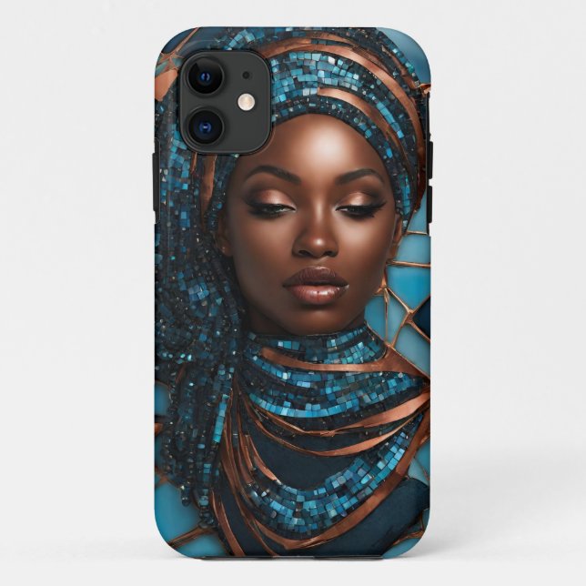 iPhone / Femme coque ipad Cuivre bleu Mosiac (Dos)