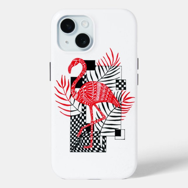 iPhone-Gehäuse mit rotem Flamingo-Druck Case-Mate iPhone Hülle (Rückseite)