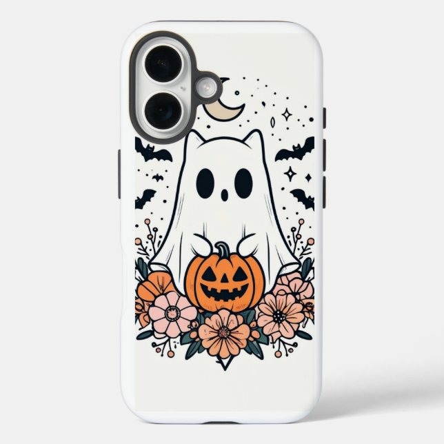 iPhone Halloween kawaii fantôme iPhone 16 coque (Verso)