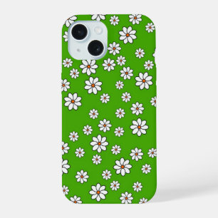 Iphone-Hülle weiße Blumen auf grünem Teppich iPhone 15 Hülle
