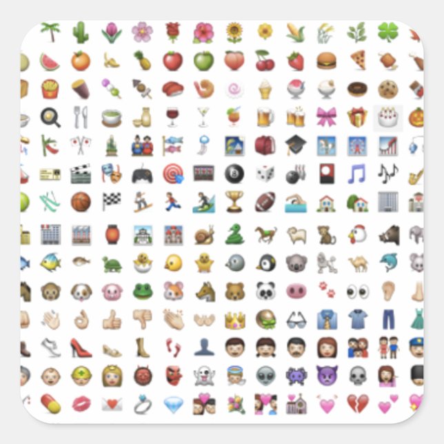 iPhone / iOS emojis Quadratischer Aufkleber (Vorderseite)