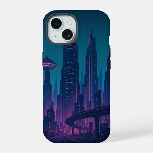 iPhone/iPad Gehäuse Cyber City Glow iPhone 15 Hülle (Rückseite)