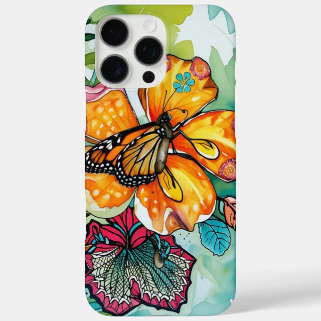 iPhone / iPad Gehäuse florale Aquarell 16 Pro Max Hülle (Rückseite)