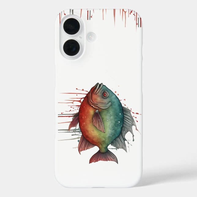 iPhone / iPad Gehäuse - Wasserfarben Serie: Piranh 16 Hülle (Rückseite)