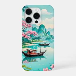 iPhone 16 Pro Lagon tropical aux fleurs de cerisiers _ coque iph