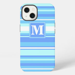 Etui iPhone 13 Monogramme ciel bleu rayures Coque-Mate coque ipho