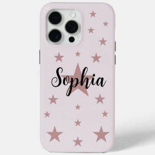 iPhone personnalisé 15 Pro Max Coque - Etoiles ros
