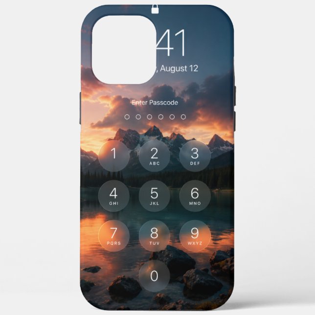 iPhone-Sperrbildschirm-Passcode Bergsee Sonnenunte Case-Mate iPhone Hülle (Rückseite)