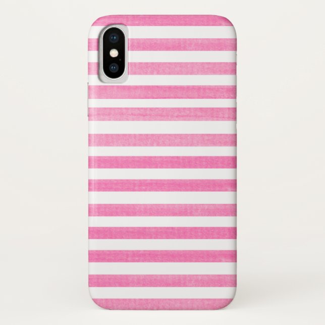 iPhone X Case: Rosa und Weiß Streifen Case-Mate iPhone Hülle (Rückseite)