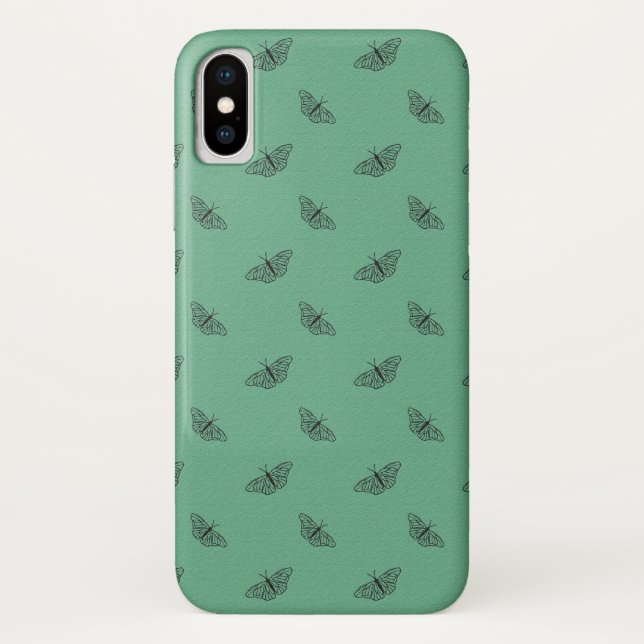 iPhone X coque en design papillon vert (Dos)