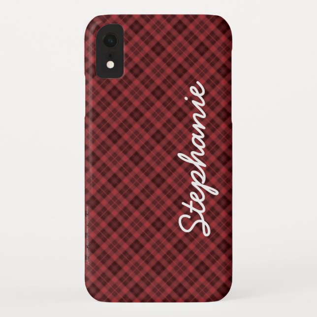 iPhone XR Fallroter schwarzer Tartan-karierter Case-Mate iPhone Hülle (Rückseite)