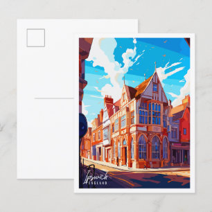 Ipswich England Vintage Illustration Postkarte