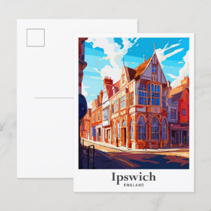 Ipswich England Vintage Reiseillustration Postkarte