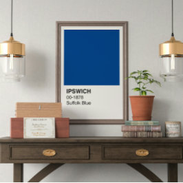 Ipswich Suffolk Blue - Weiße Grenze Poster