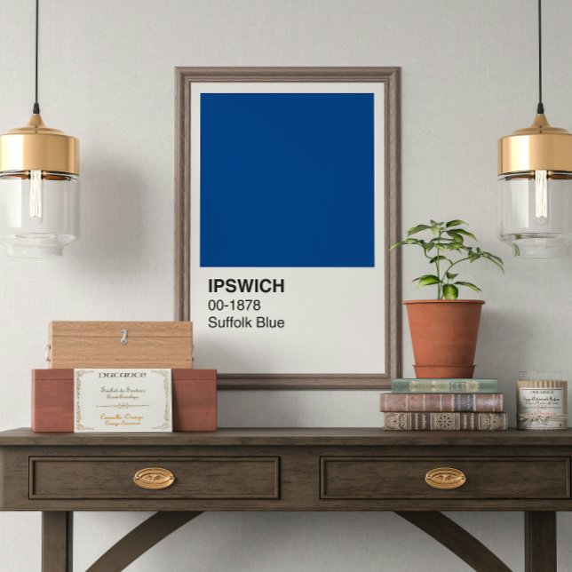 Ipswich Suffolk Blue - Weiße Grenze Poster (Von Creator hochgeladen)