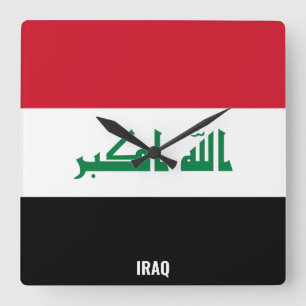 Irak Flag Dazzzing Patriotic Square Quadratische Wanduhr