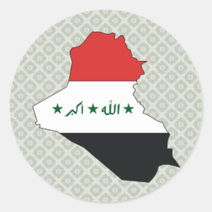 Irak Flag Karte in voller Größe Runder Aufkleber