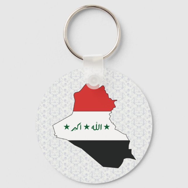 Irak Flag Karte in voller Größe Schlüsselanhänger (Vorderseite)