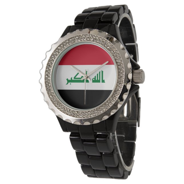 Irak-Flagge Armbanduhr (Schrägansicht)