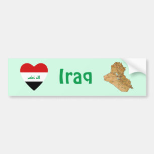 Irak-Flagge Herz + Karte Aufkleber für Stoßstangen Autoaufkleber