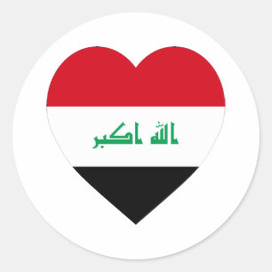 Irak-Flaggenherz Runder Aufkleber
