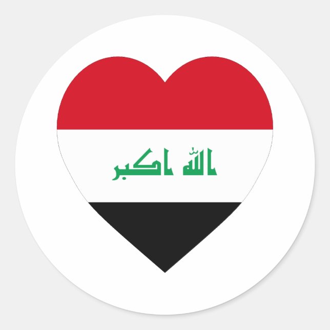 Irak-Flaggenherz Runder Aufkleber (Vorderseite)