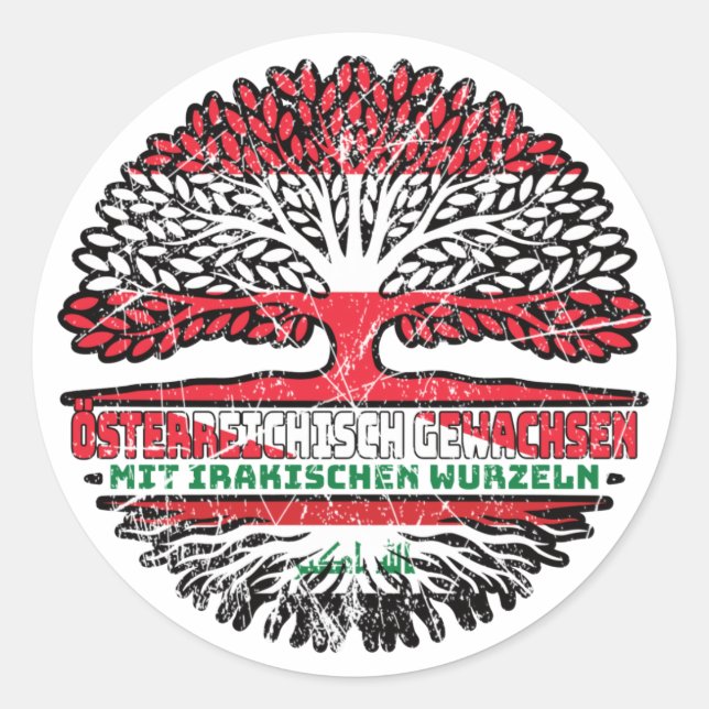 Irak Irakisch Österreichisch Baum Runder Aufkleber (Vorderseite)