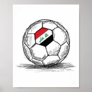 Irak Irakische Flagge Kunst Design auf Fußball Ll Poster