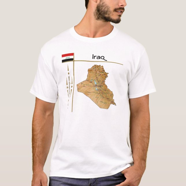 Irak Karte + Flagge + T - Shirt (Vorderseite)