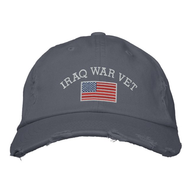 Irak Kriegsvetter mit amerikanischer Flagge Bestickte Baseballkappe (Vorderseite)