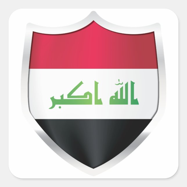 Irak Silberschild-Fahne Quadratischer Aufkleber (Vorderseite)