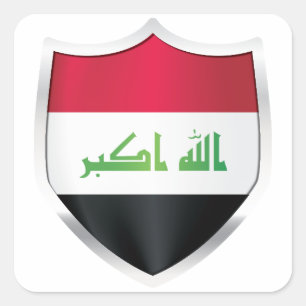 Irak Silberschild-Fahne Quadratischer Aufkleber