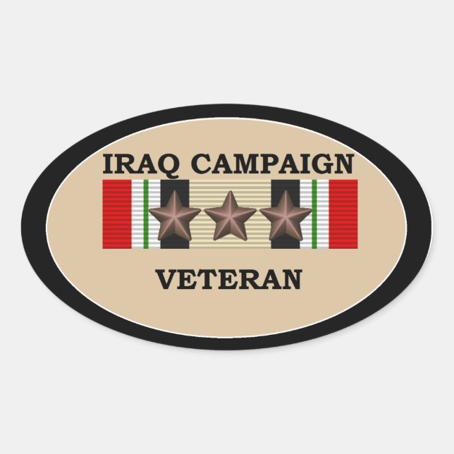 Irak Veteran 3 ICS Ovaler Aufkleber (Vorderseite)