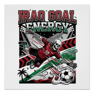 Irak Ziel Energie Skelett Stürmer Nationen Fett Fu Poster