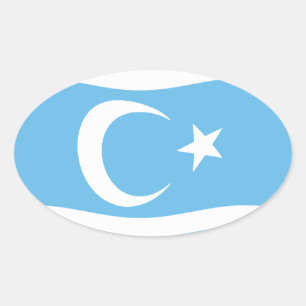 Irakisch-Türkmenische Flaggenaufkleber Ovaler Aufkleber