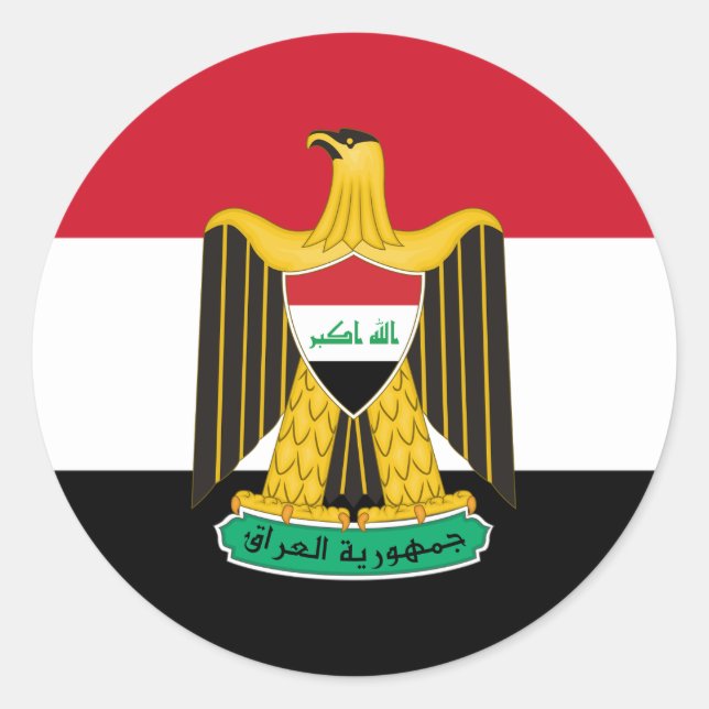 irakische Flagge und Wappen, Flagge Iraks Runder Aufkleber (Vorderseite)