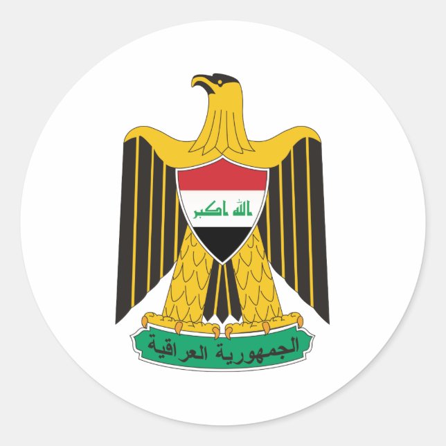 Irakische Offizielle Wappen-Heraldry-Symbol Runder Aufkleber (Vorderseite)