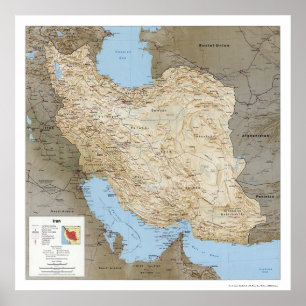 Iran Detaillierte Karte 1991 Poster